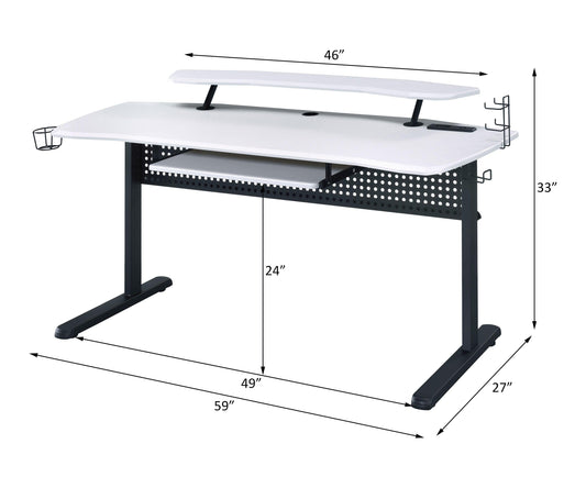 Vildre Gaming Table w/USB Port, White