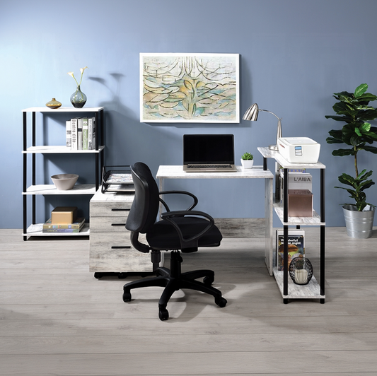 Ievi Writing Desk, Antique White & Black