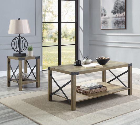 Abiram Coffee Table, Rustic Oak Finish