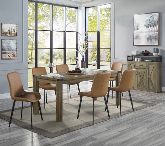 Abiram Dining Table, Rustic Oak Finish
