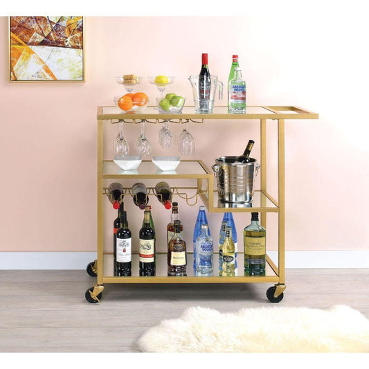 Adamsen Serving Cart, Champagne & Mirror