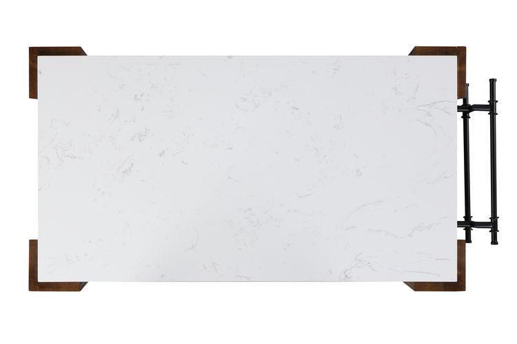 Alaroa Kitchen Island , Marble Top & Rustic Brown Finish
