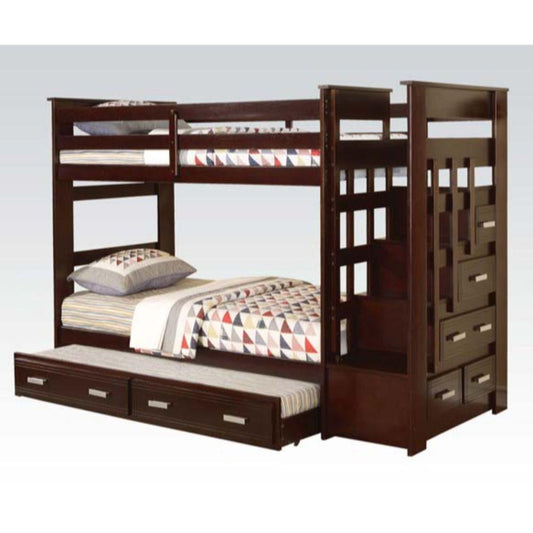 Allentown Twin/Twin Bunk Bed w/Storage Ladder & Trundle, Espresso 10170W