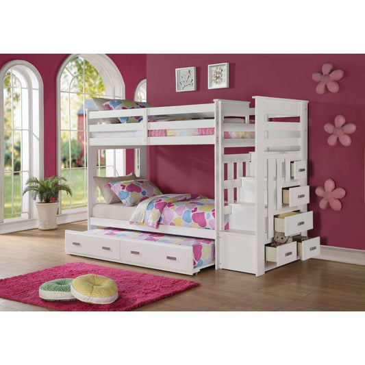 Allentown Twin/Twin Bunk Bed w/ Trundle & Storage, White