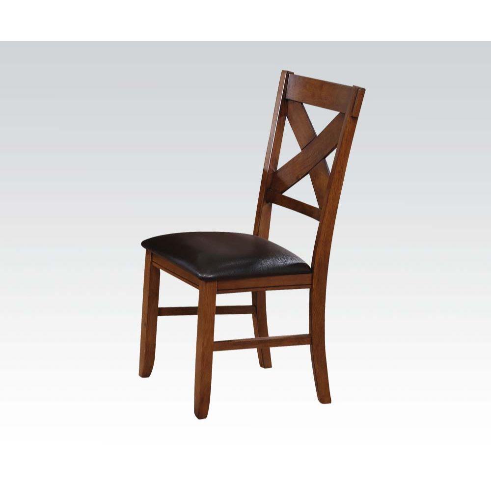 Apollo Side Chair (Set-2), Espresso PU & Walnut