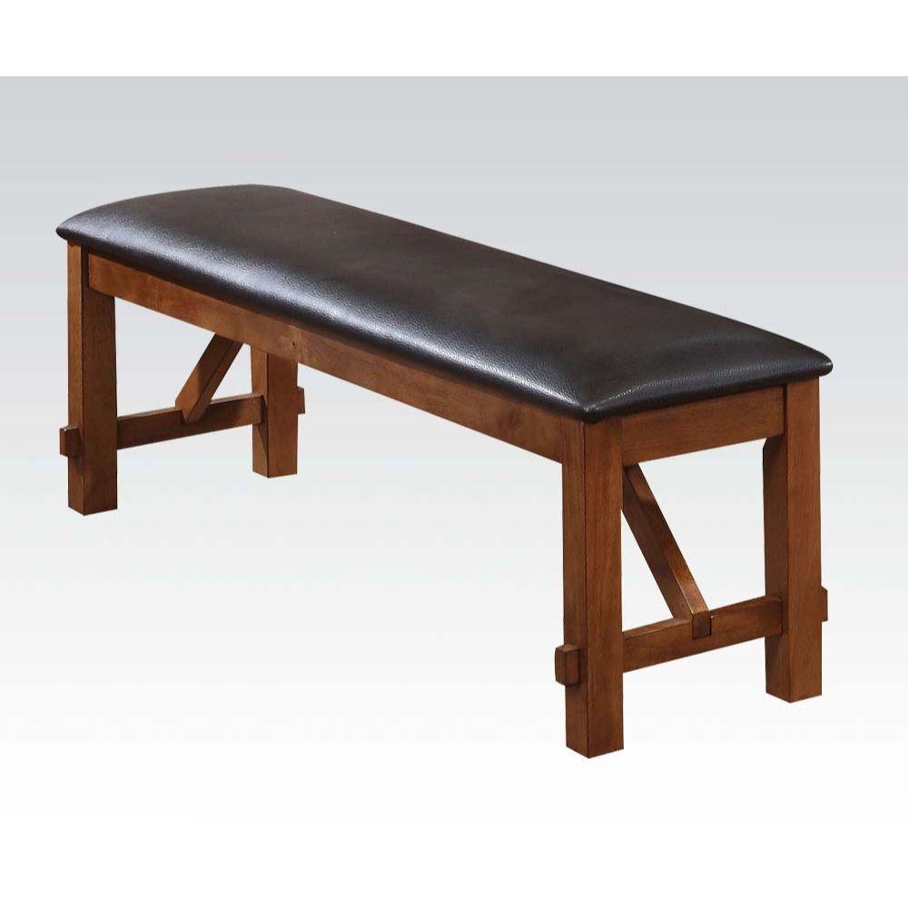 Apollo Bench, Espresso PU & walnut