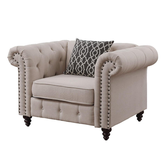Aurelia Chair w/1 Pillow, Beige Linen