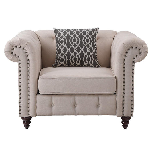 Aurelia Chair w/1 Pillow, Beige Linen