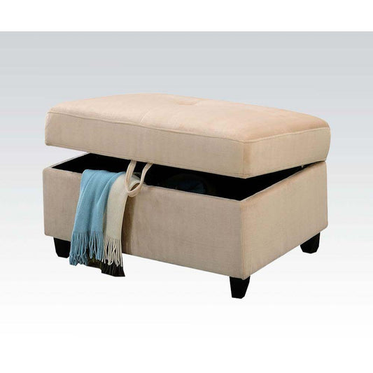 Belville Ottoman w/Storage, Beige Velvet