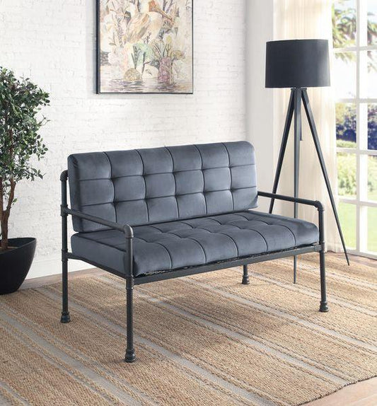 Brantley Loveseat, Gray Velvet & Sandy Gray Finish