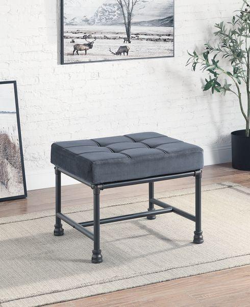 Brantley Ottoman, Gray Velvet & Sandy Gray Finish