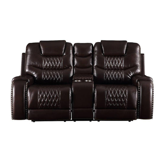 Braylon Motion Loveseat w/Console, Brown