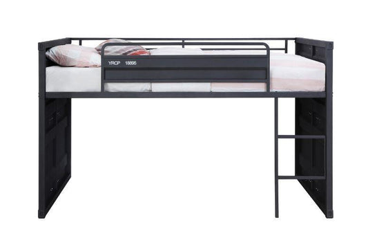 Cargo Twin Loft Bed w/Slide, Gunmetal Finish