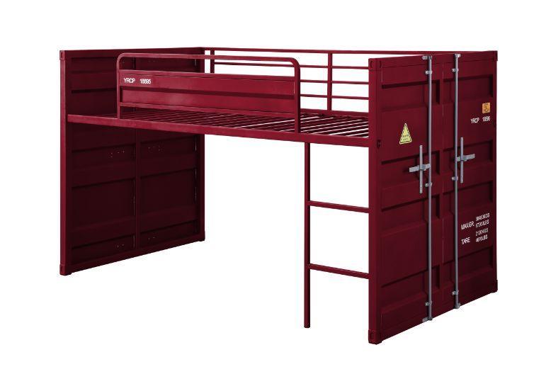 Cargo Twin Loft Bed w/Slide, Red Finish