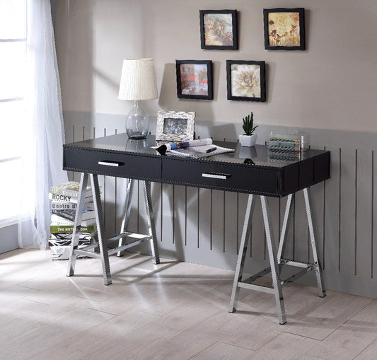 Coleen Writing Desk w/ USB, Black