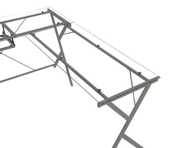 Demas Computer Desk, Clear Glass & Silver Finish
