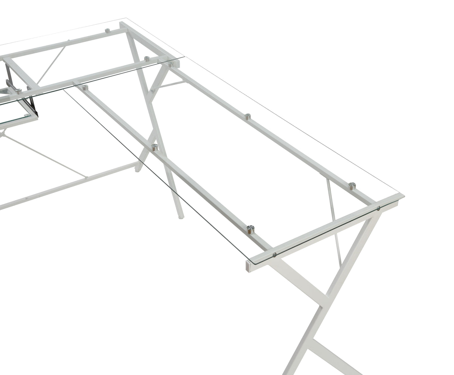 Demas Computer Desk, Clear Glass & White Finish