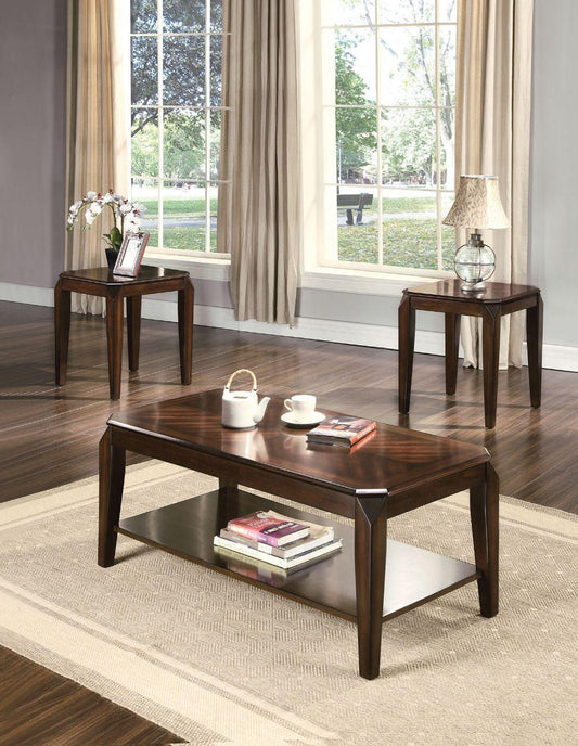 Docila 3Pc Pack Coffee & End Set, Walnut Finish