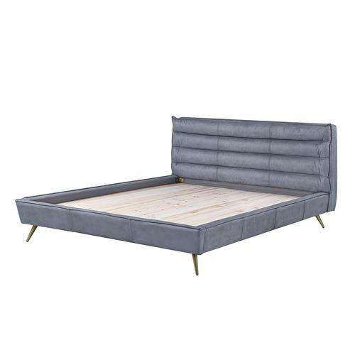 Doris Queen Bed, Gray Top Grain Leather
