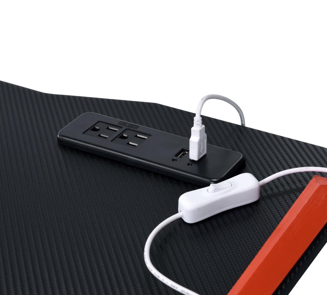 Dragi Gaming Table w/USB Port, Black & Red