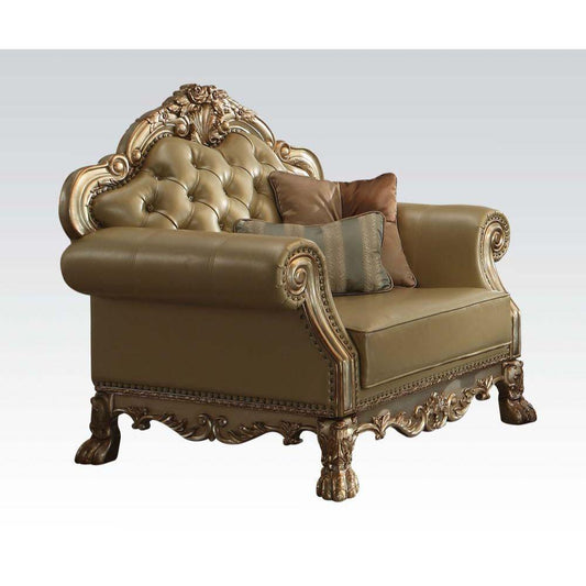 Dresden Chair w/2 Pillows, Gold Patina