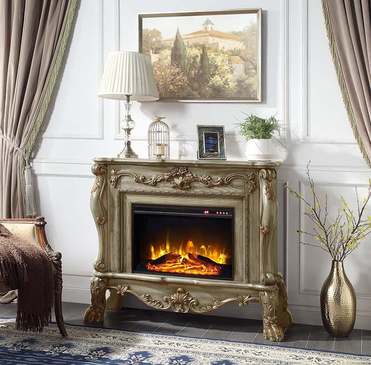 Dresden Fireplace, Gold Patina Finish