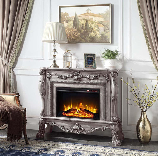 Dresden Fireplace, Vintage Bone White Finish