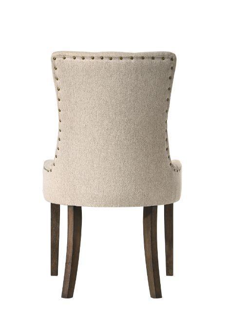 Farren Side Chair, Beige Fabric & Espresso Finish (Set-2)