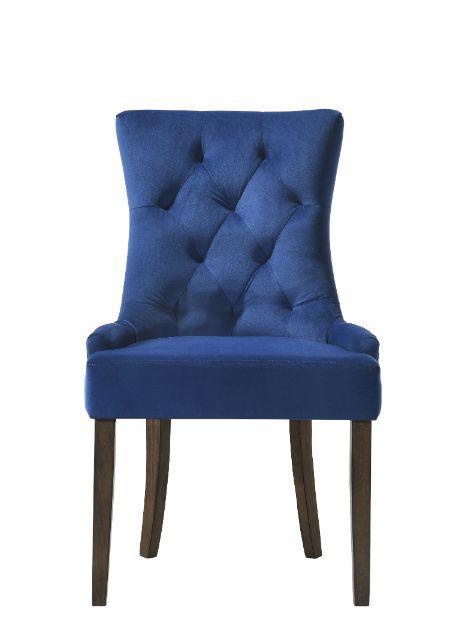 Farren Side Chair, Blue Velvet & Espresso Finish (Set-2)