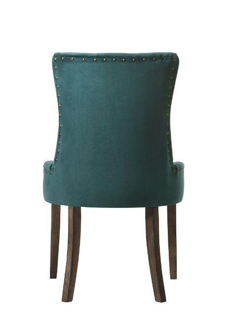 Farren Side Chair, Green Velvet & Espresso Finish (Set-2)