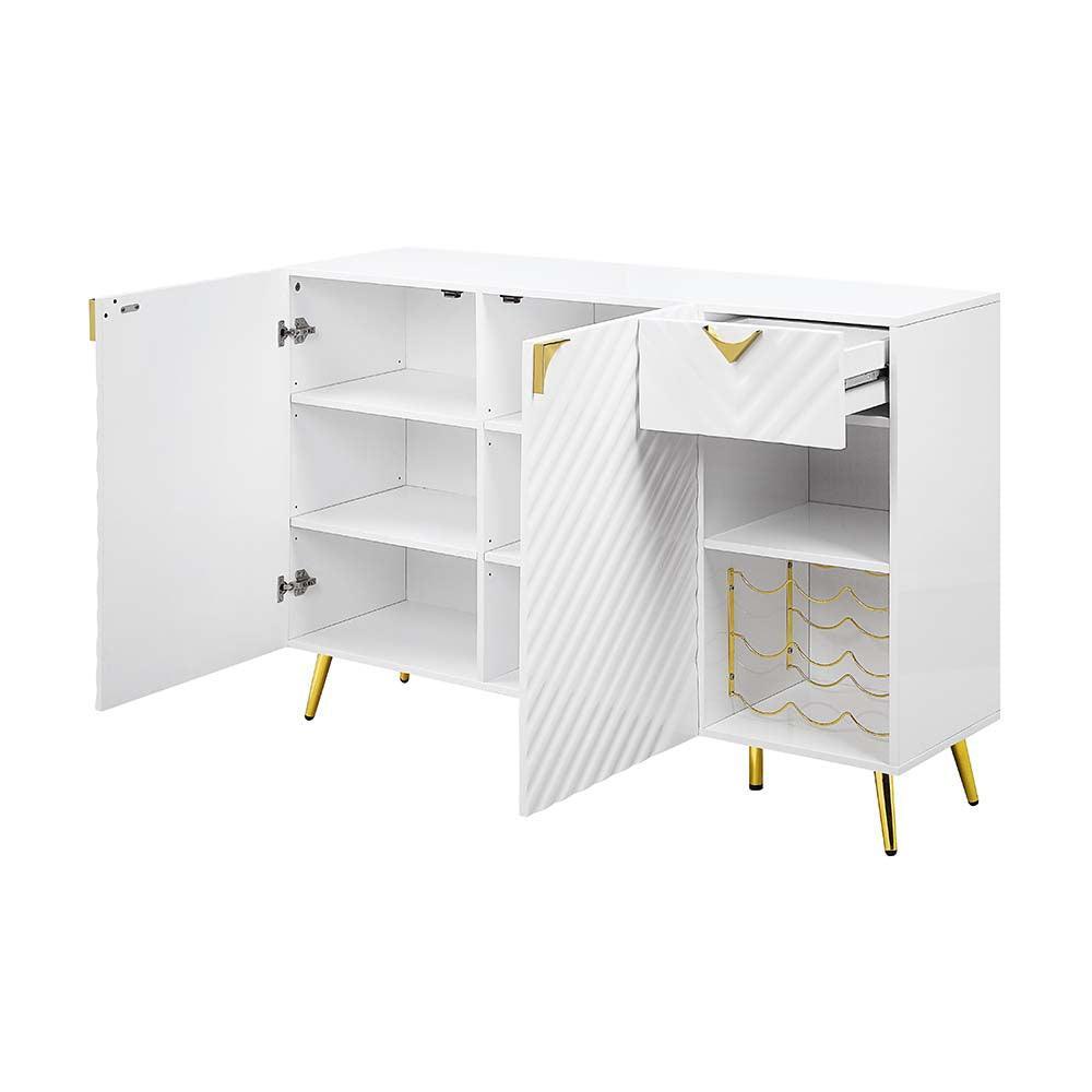 Gaines Server, White High Gloss Finish