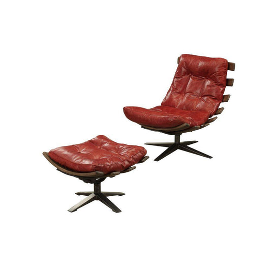 Gandy Chair & Ottoman, Red
