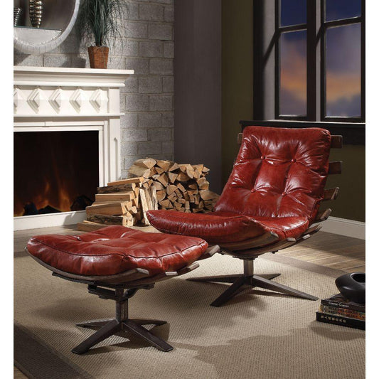 Gandy Chair & Ottoman, Red
