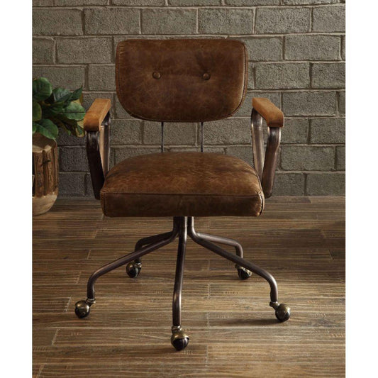 Hallie Office Chair, Vintage Whiskey Top Grain Leather