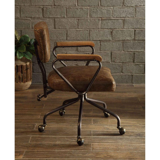 Hallie Office Chair, Vintage Whiskey Top Grain Leather