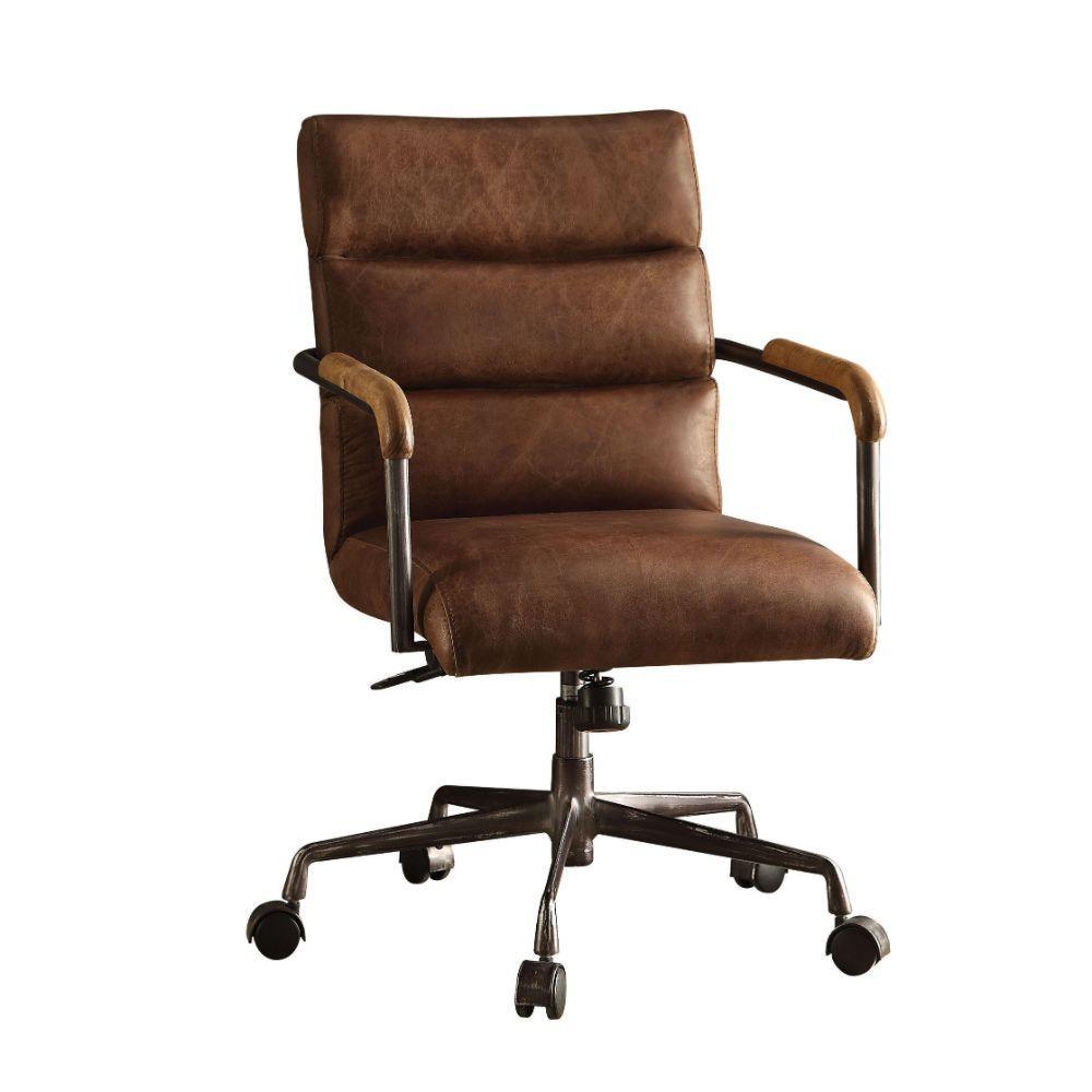 Harith Office Chair, Retro Brown Top Grain Leather