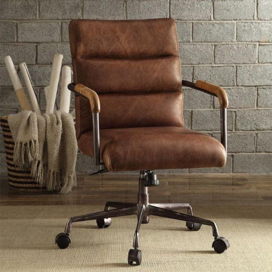 Harith Office Chair, Retro Brown Top Grain Leather