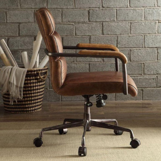 Harith Office Chair, Retro Brown Top Grain Leather