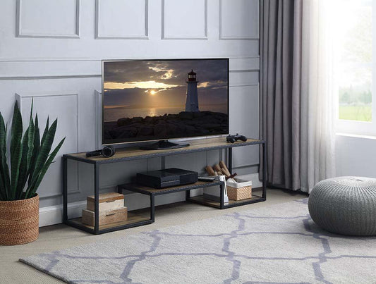 Idella TV Stand, Rustic Oak & Black Finish