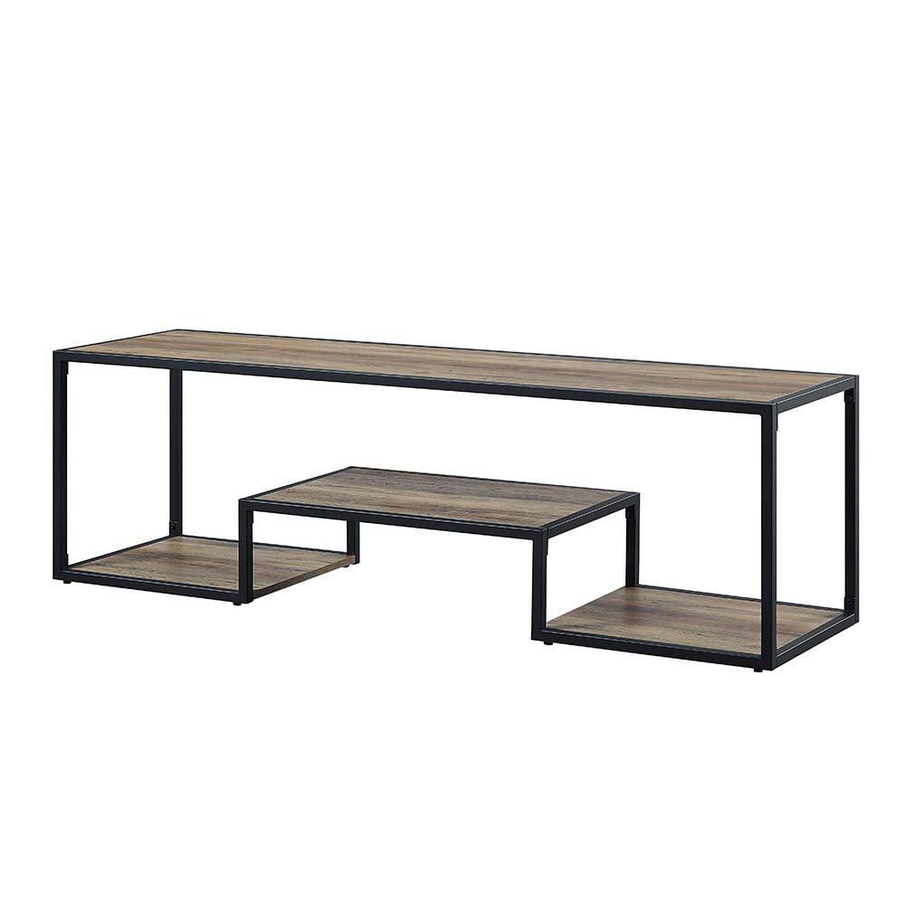 Idella TV Stand, Rustic Oak & Black Finish