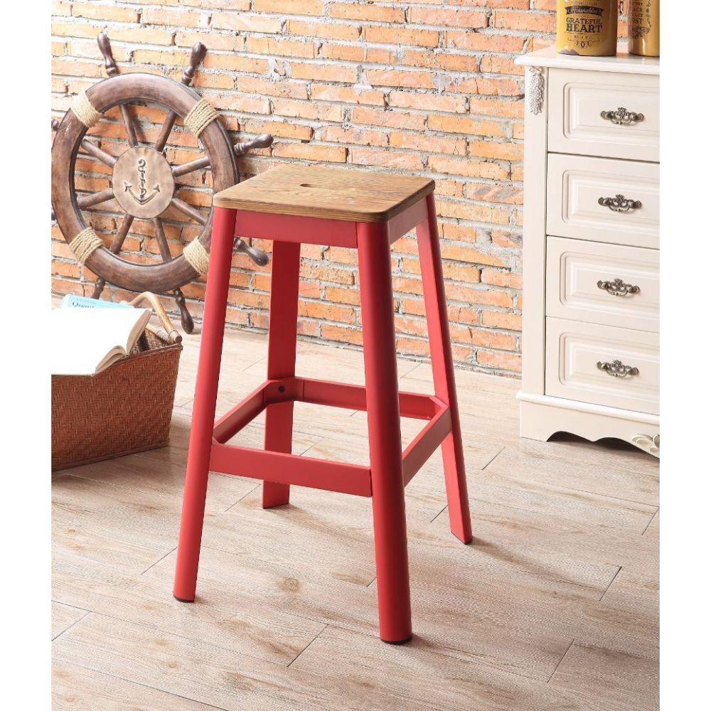 Jacotte Bar Stool, Natural & Red