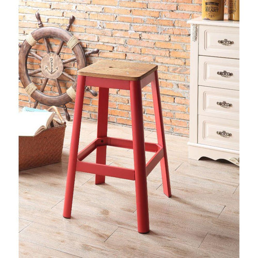 Jacotte Bar Stool, Natural & Red