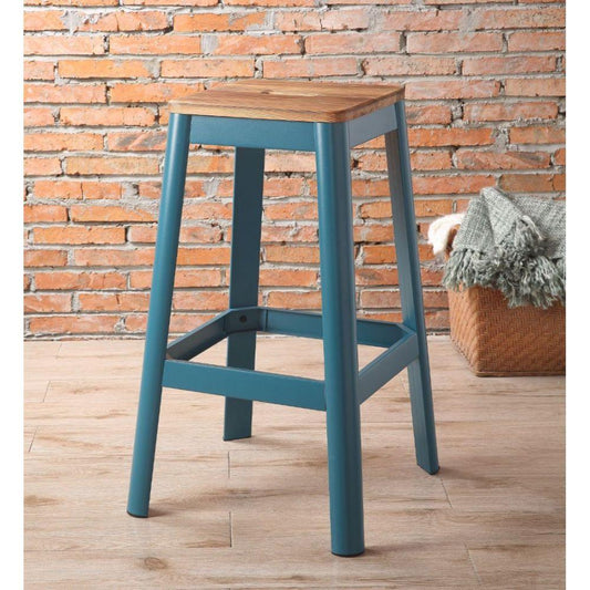 Jacotte Bar Stool, Natural & Teal