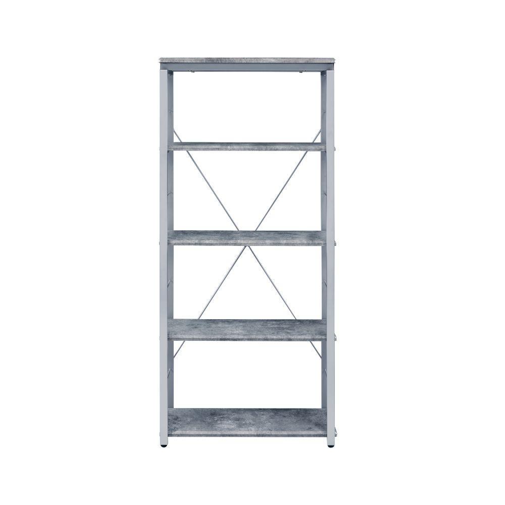 Jurgen Bookshelf, Faux Concrete & Silver