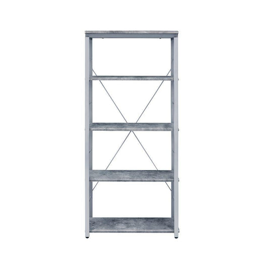 Jurgen Bookshelf, Faux Concrete & Silver