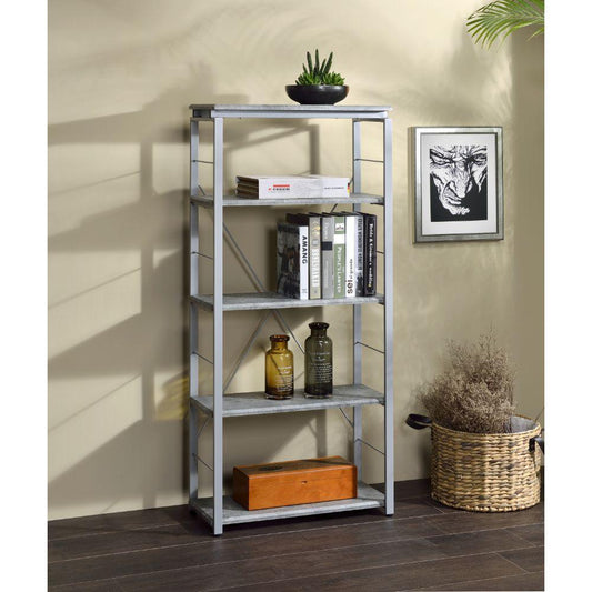 Jurgen Bookshelf, Faux Concrete & Silver