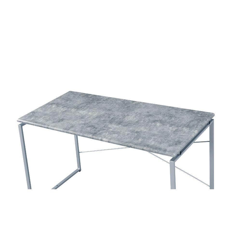 Jurgen Desk, Faux Concrete & Silver