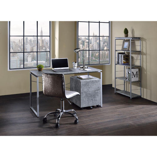 Jurgen Desk, Faux Concrete & Silver