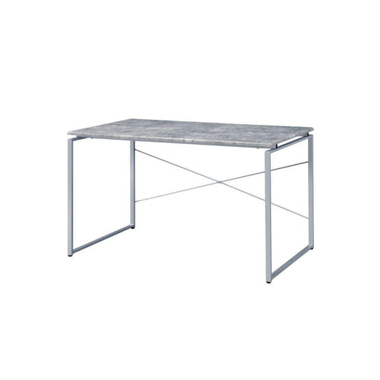 Jurgen Desk, Faux Concrete & Silver