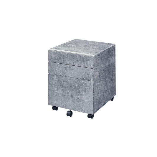 Jurgen File Cabinet, Faux Concrete & Silver